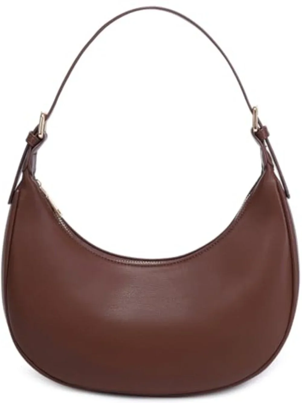 Faux Leather Hobo Crossbody Bag with Zipper Closure